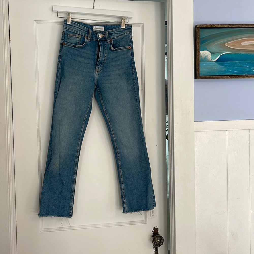 ZARA cropped flare jeans size 2